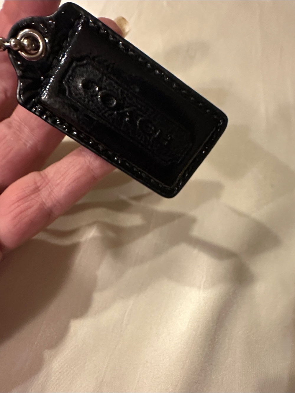 Coach Black Patent Leather Hang Tag with Embossed Logo
